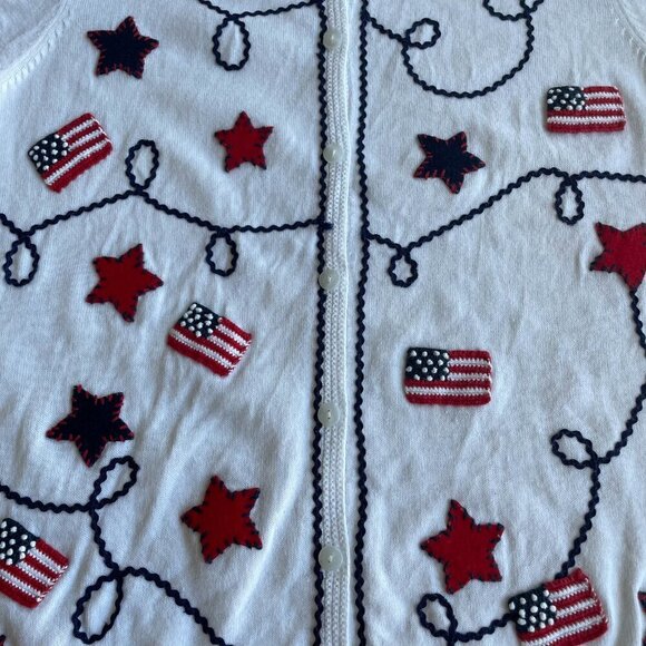 Designers Originals Studio Women's Patriotic Cardigan Sweater - Size Large - Picture 3 of 9